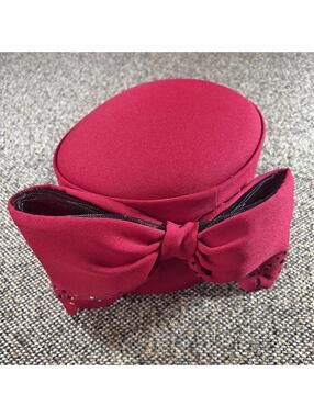 Retro Whittall & Shon Fuchsia Pink Wool Pillbox Hat Designer Jackie‎ O Style